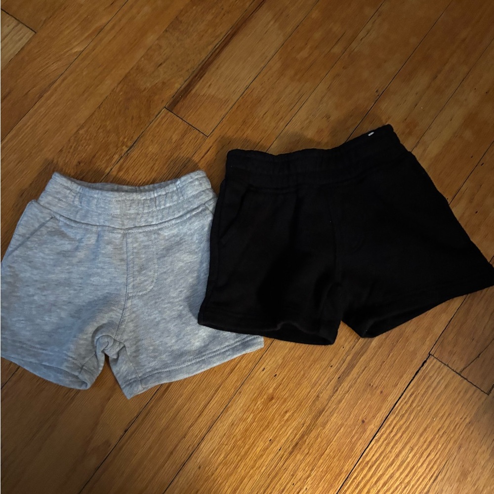 Kids Cotton Shorts - Black & Light Gray
